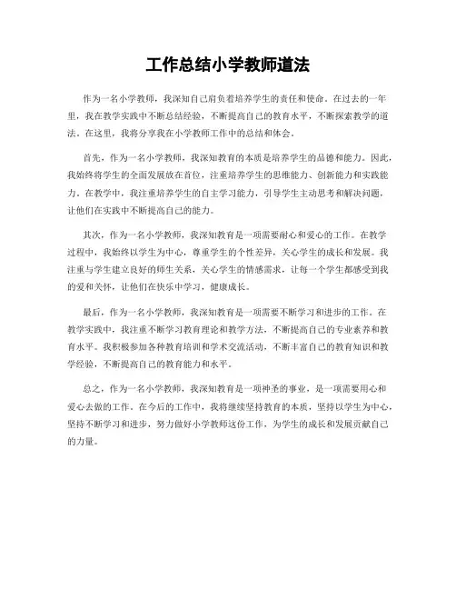 工作总结小学教师道法
