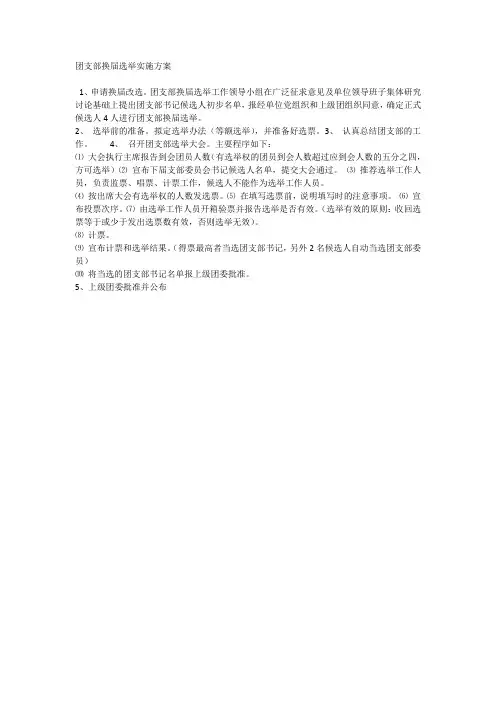 团支部换届选举实施方案