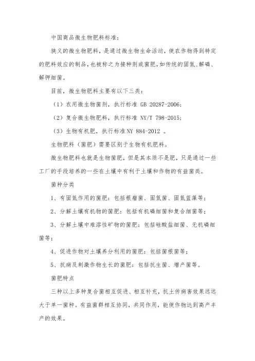 中国商品微生物肥料标准
