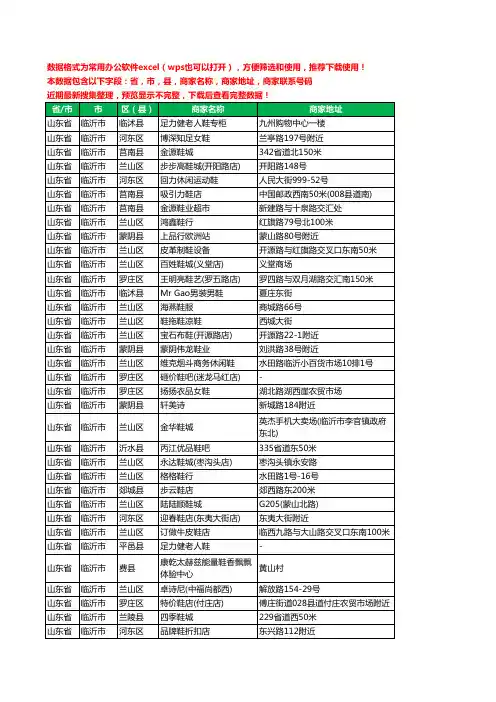 2020新版山东省临沂市鞋工商企业公司商家名录名单黄页联系电话号码地址大全1953家