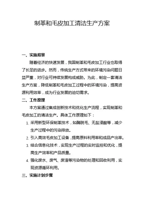 制革和毛皮加工清洁生产方案(二)