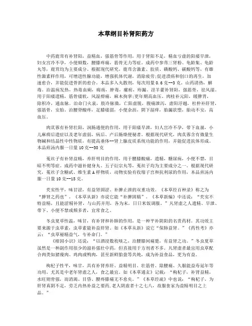 本草纲目补肾阳药方