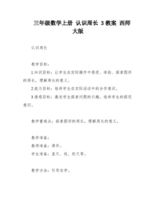 三年级数学上册 认识周长 3教案 西师大版
