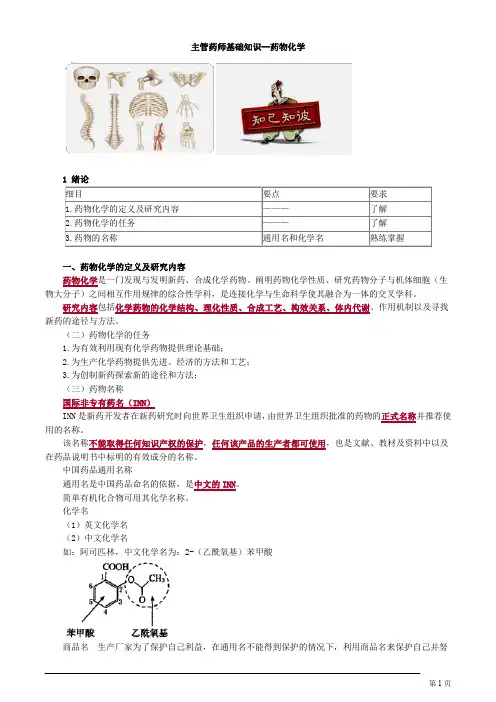 主管药师基础知识--药物化学