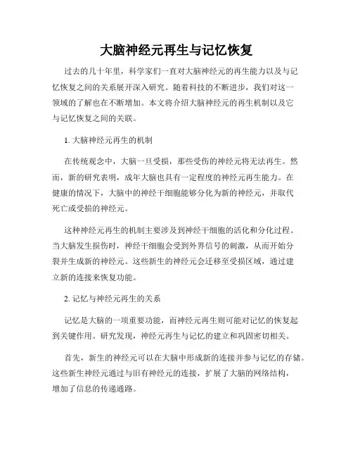 大脑神经元再生与记忆恢复