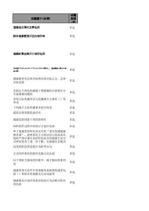 1、第六章健康教育学多选