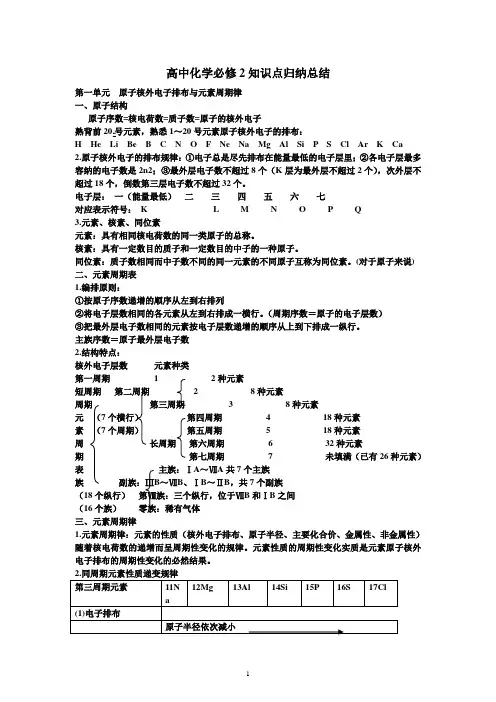 高一化学必修二知识点总结2