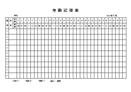 2018年全年最新版考勤表(可编辑修改word版)