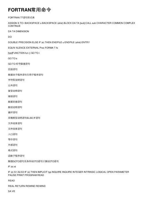 FORTRAN常用命令