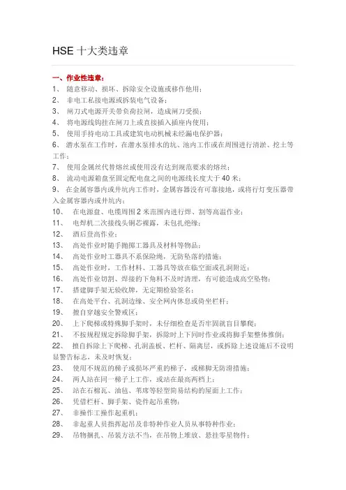 HSE十大类违章