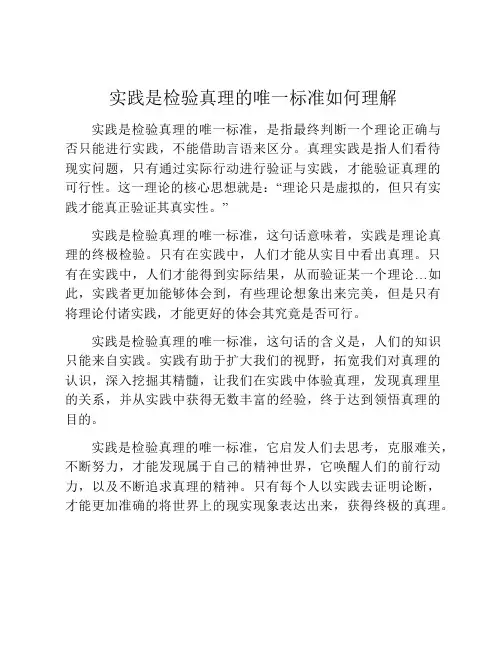 实践是检验真理的唯一标准如何理解