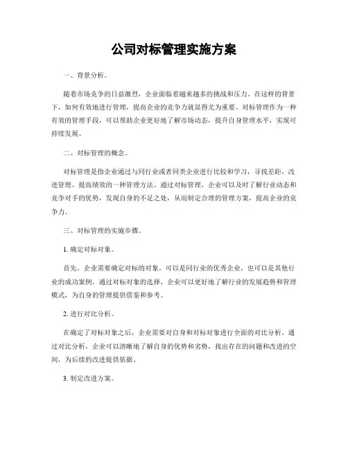 公司对标管理实施方案