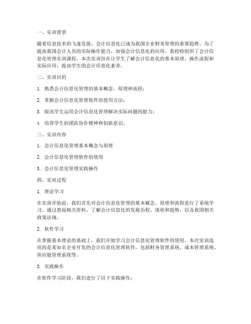 会计信息化管理实训报告