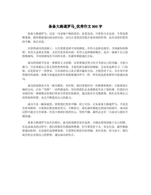 条条大路通罗马_优秀作文800字