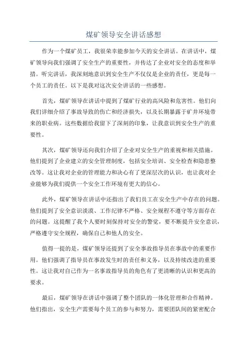 煤矿领导安全讲话感想