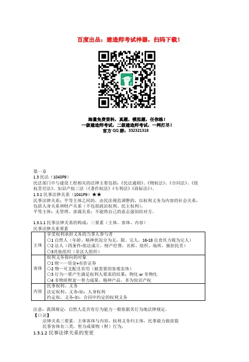 2016年二建考试《建设工程法规及相关知识》重点笔记