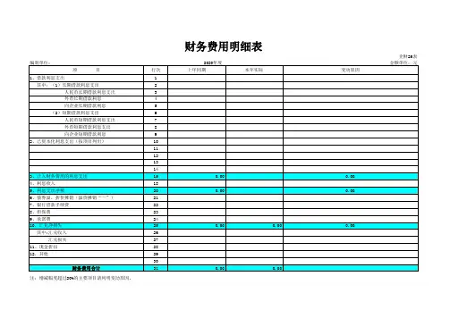 财务费用明细表