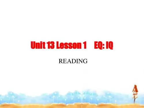 北师大版高中英语Unit 13 Lesson 1 阅读导学案与课件