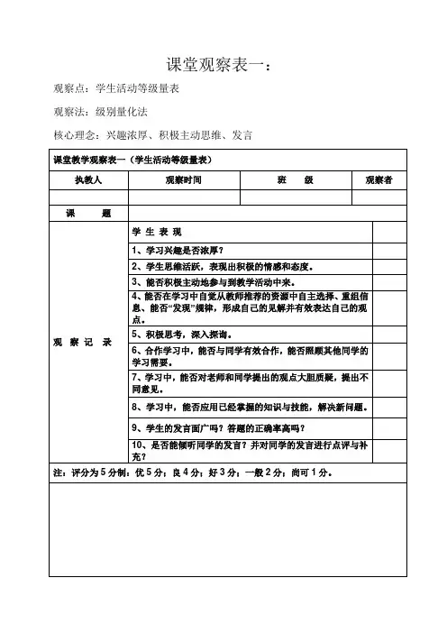 课堂观察表