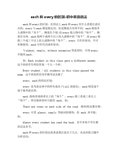 each和every的区别-初中英语语法