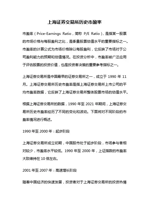 上海证券交易所历史市盈率