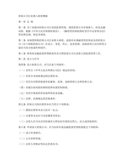 担保公司行业准入制度模板