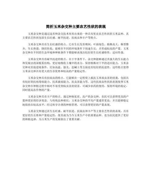 简析玉米杂交种主要农艺性状的表现