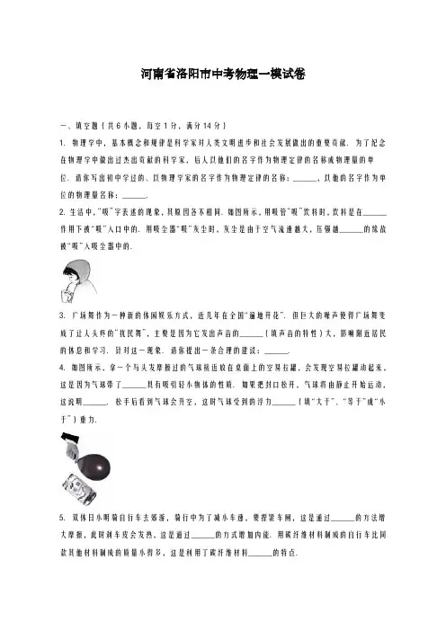2020-2021学年洛阳市中考物理一模试卷及答案解析