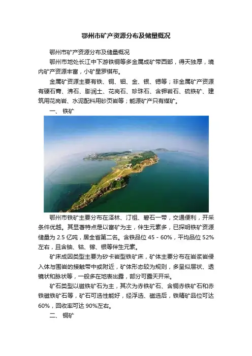 鄂州市矿产资源分布及储量概况