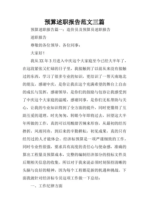 预算述职报告范文三篇