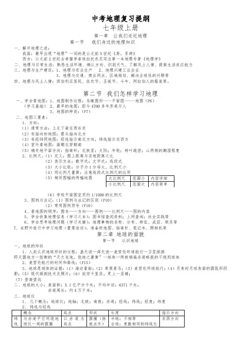 中考复习_湘教版初中地理复习提纲(全4册)