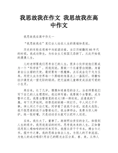 我思故我在作文 我思故我在高中作文