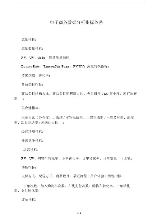 电子商务数据分析指标体系.doc