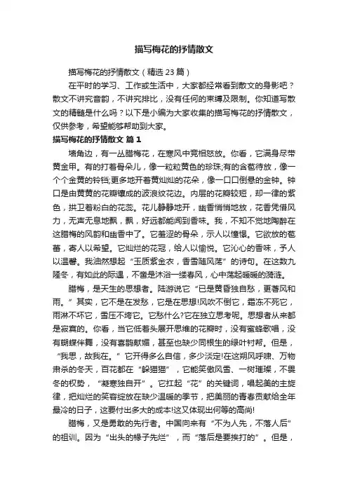 描写梅花的抒情散文（精选23篇）