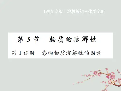 巩义市八中九年级化学全册 第6章 溶解现象 6.3 物质的溶解性 第1课时 影响物质溶解性的因素课件