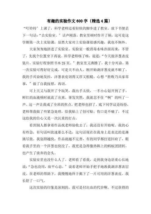 有趣的实验作文600字(精选4篇)精编