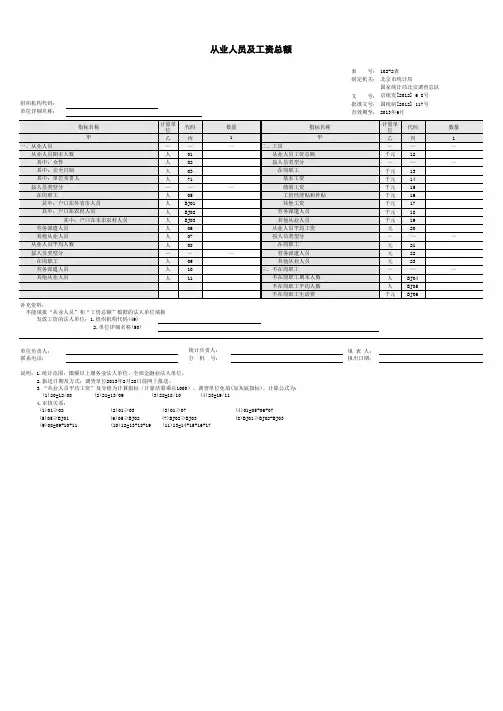 从业人员及工资总额