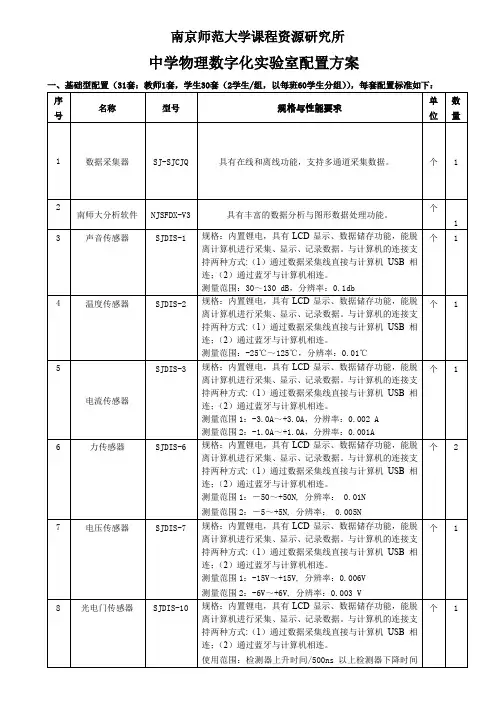 一、中学物理数字化实验室配置方案