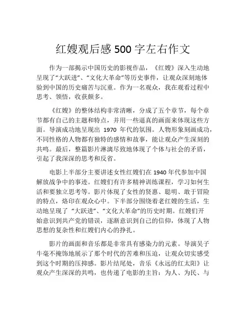 红嫂观后感500字左右作文