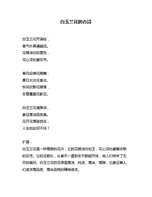 白玉兰花的古诗
