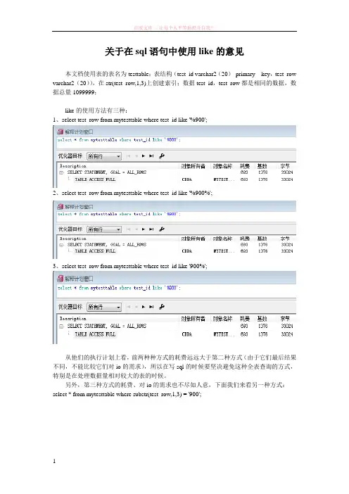 关于在sql语句中使用like的意见 (1)
