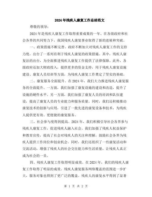 2024年残疾人康复工作总结范文