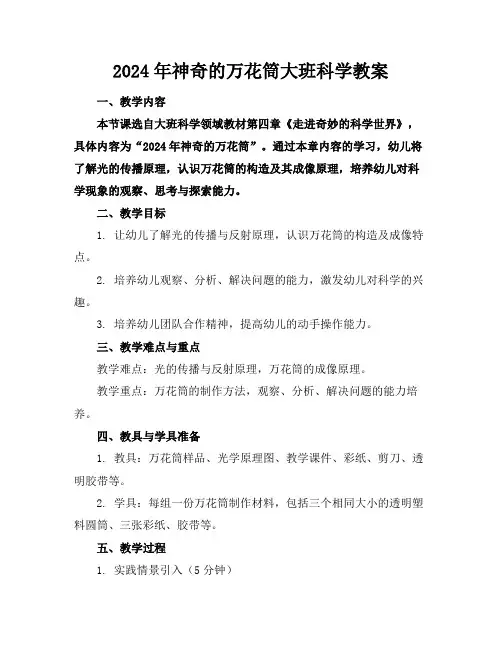 2024年神奇的万花筒大班科学教案