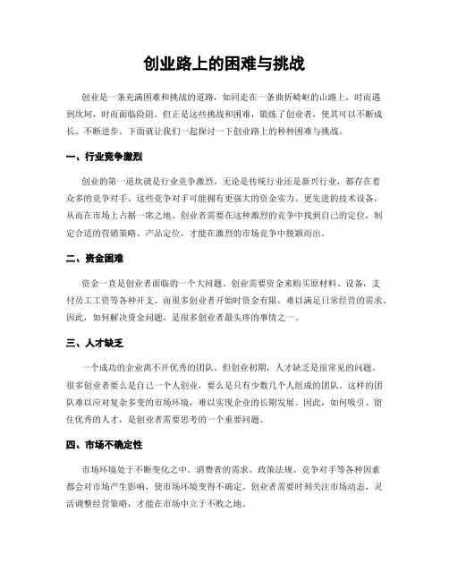 创业路上的困难与挑战
