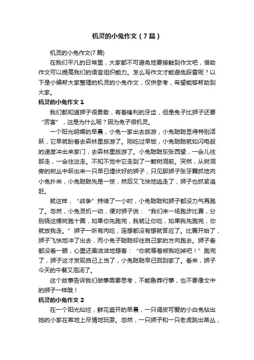 机灵的小兔作文（7篇）