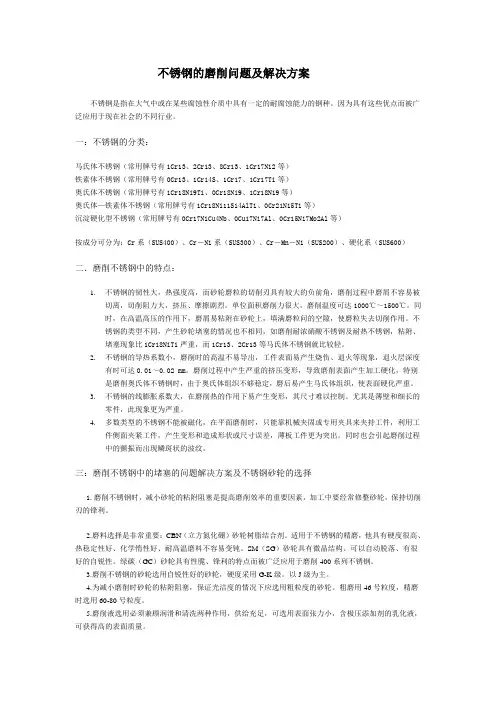 不锈钢的磨削问题及解决方案