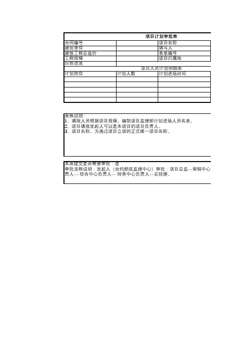 项目计划审批表
