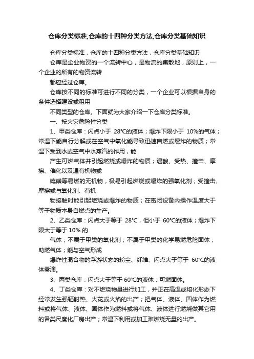 仓库分类标准,仓库的十四种分类方法,仓库分类基础知识