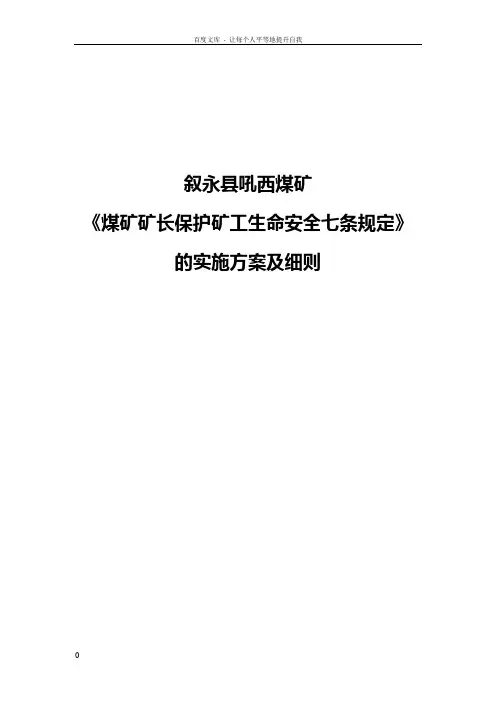 煤矿矿长保护矿工生命安全七条规定的实施方案及细则