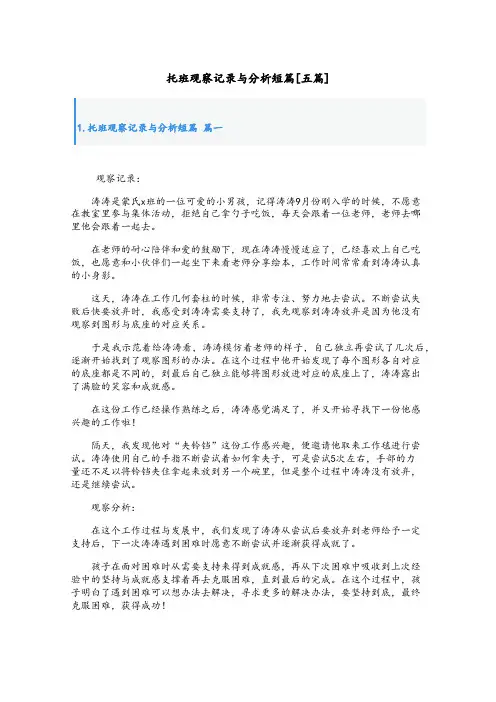 托班观察记录与分析短篇[五篇]